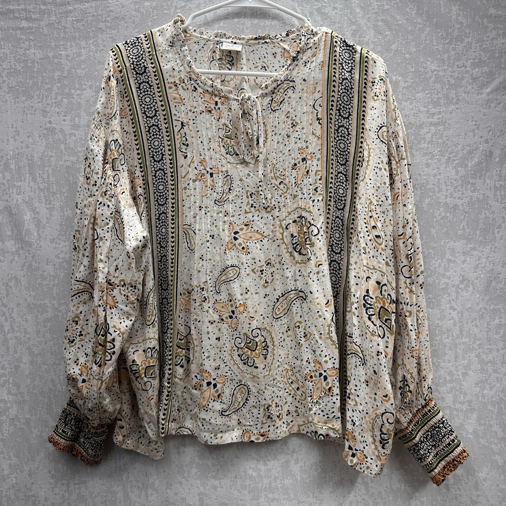 Patrons of Peace Boho Paisley Tassel Blouse S - Picture 2 of 13